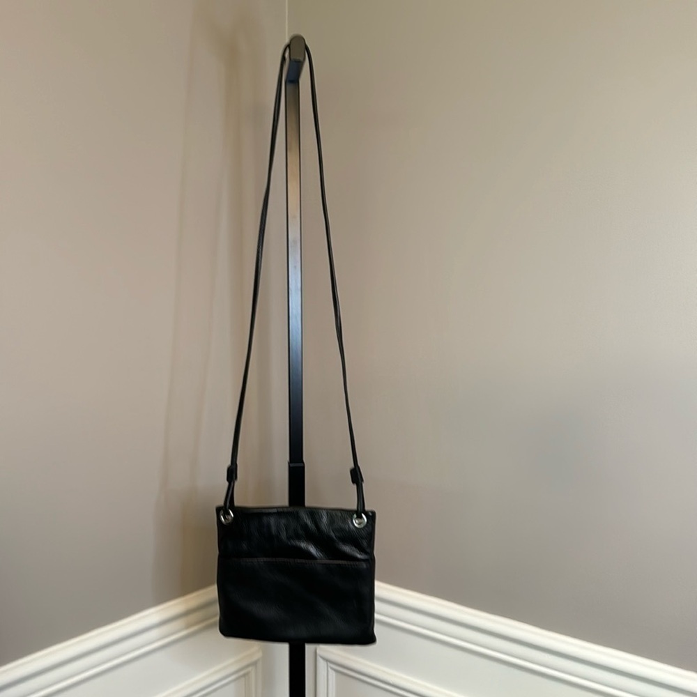 Margot black leather Crossbody with silver hardware